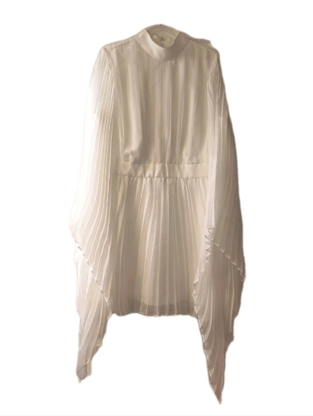 NWOT Bridal by ELOQUII White Pleated Mini Dress 16 Cape Sleeve Shower Party - Picture 2 of 9